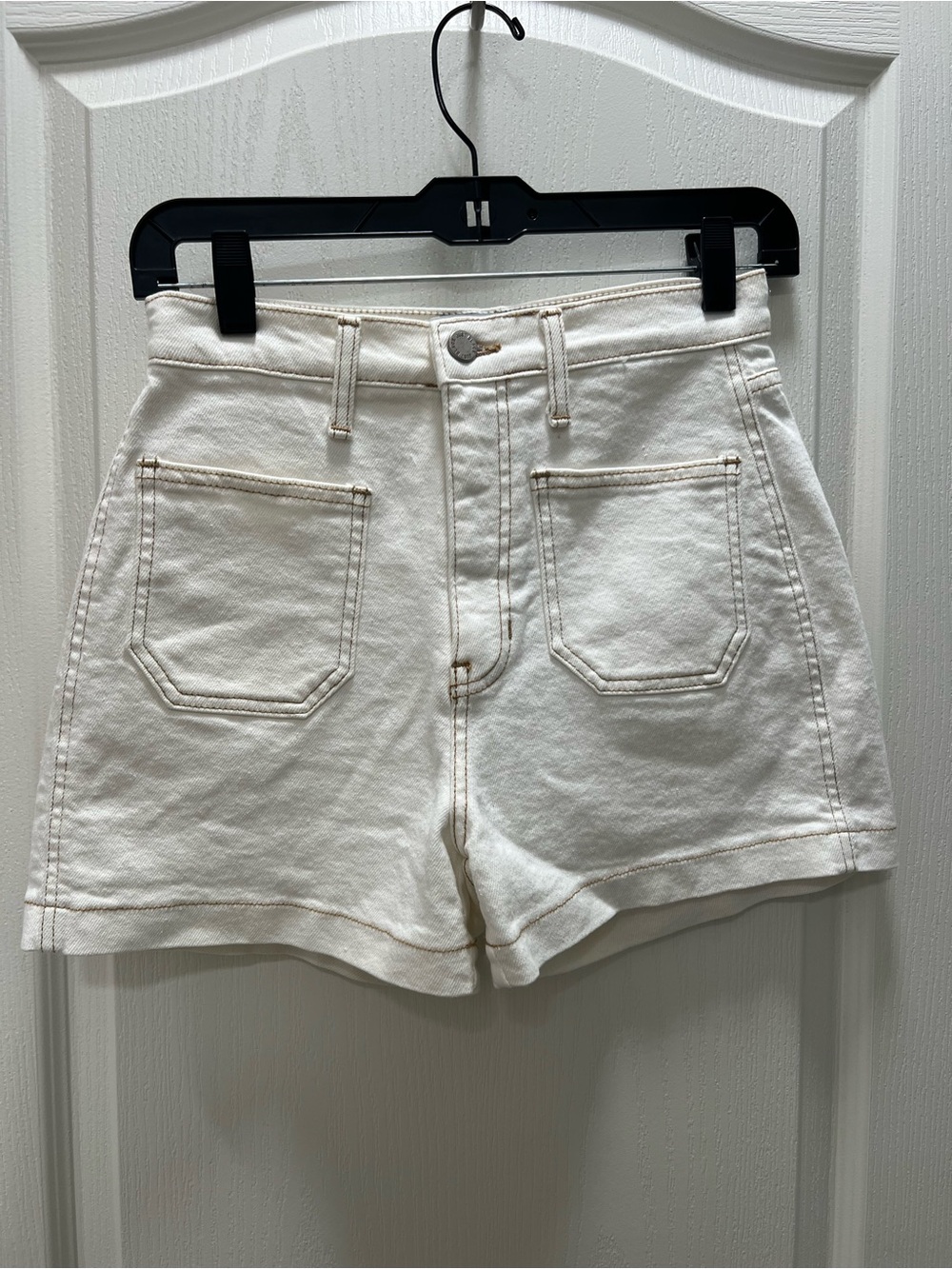 Just Black High Waist Cream Denim Shorts